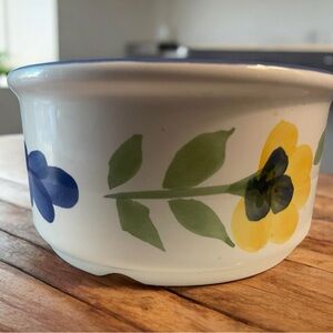 San Nicolo by Dansk White Ramekin  with Blue and Yellow Floral Design